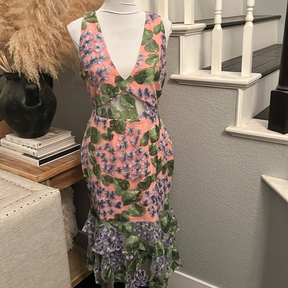 Anthropologie VONE Kirana Floral Embroidered Floral Lace Dress Size 12 - Picture 2 of 9